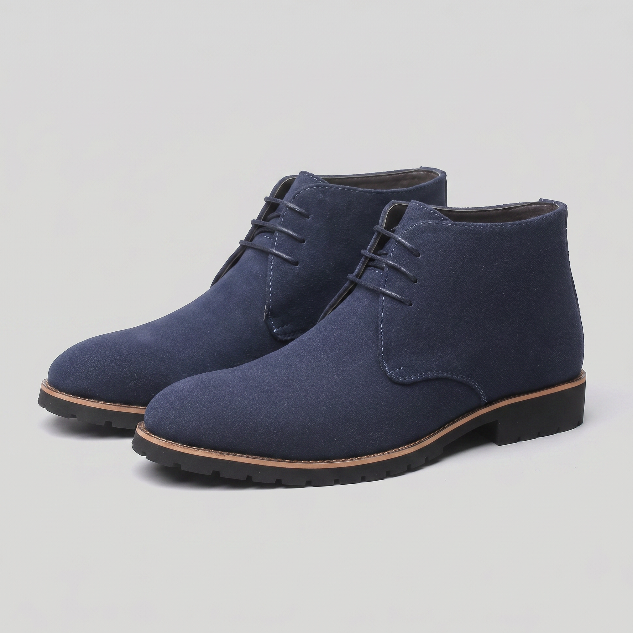 Leather Chukka Boots Lace-Up Lugged Sole - Ankle Boot