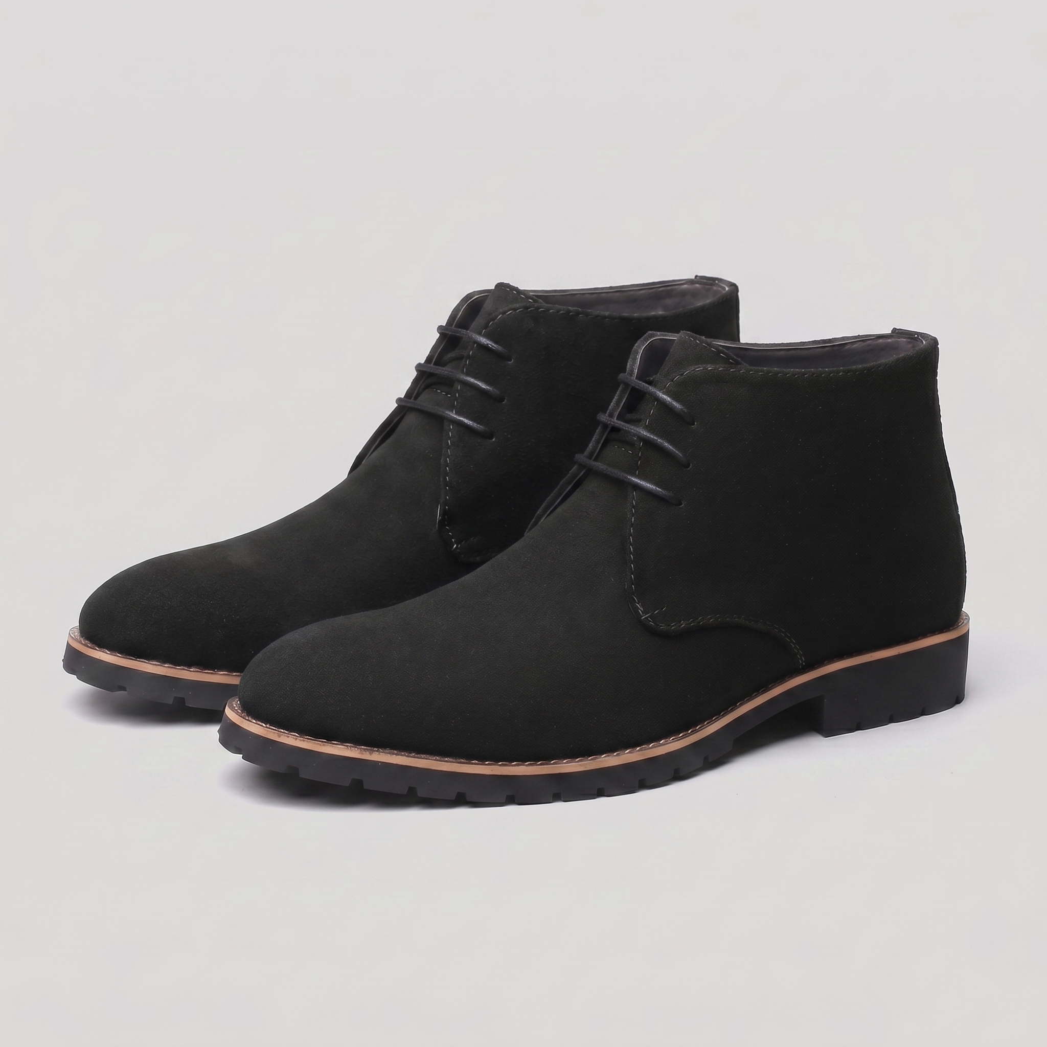 Leather Chukka Boots Lace-Up Lugged Sole - Ankle Boot