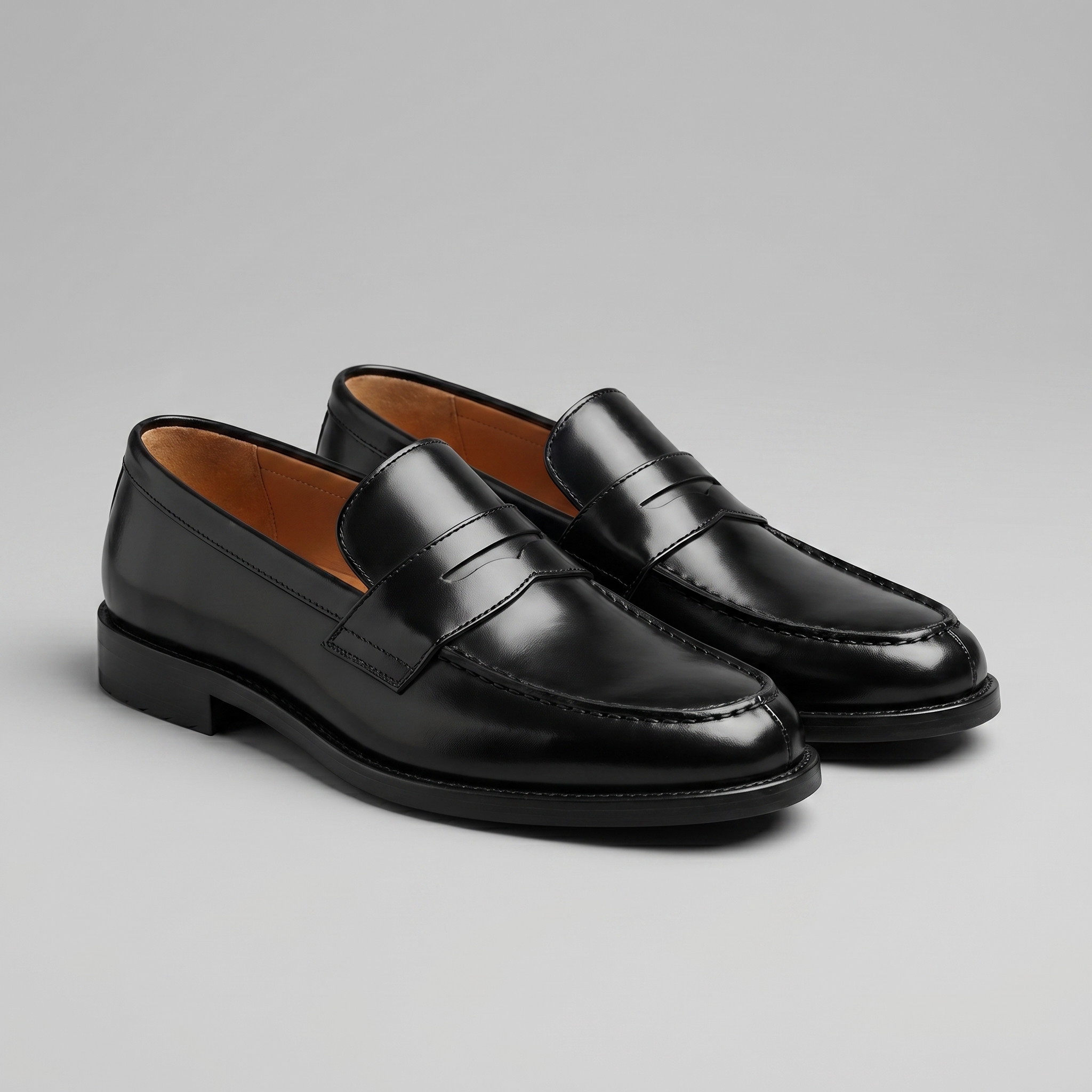 Leather Penny Loafers Moc Toe - Formal Wear