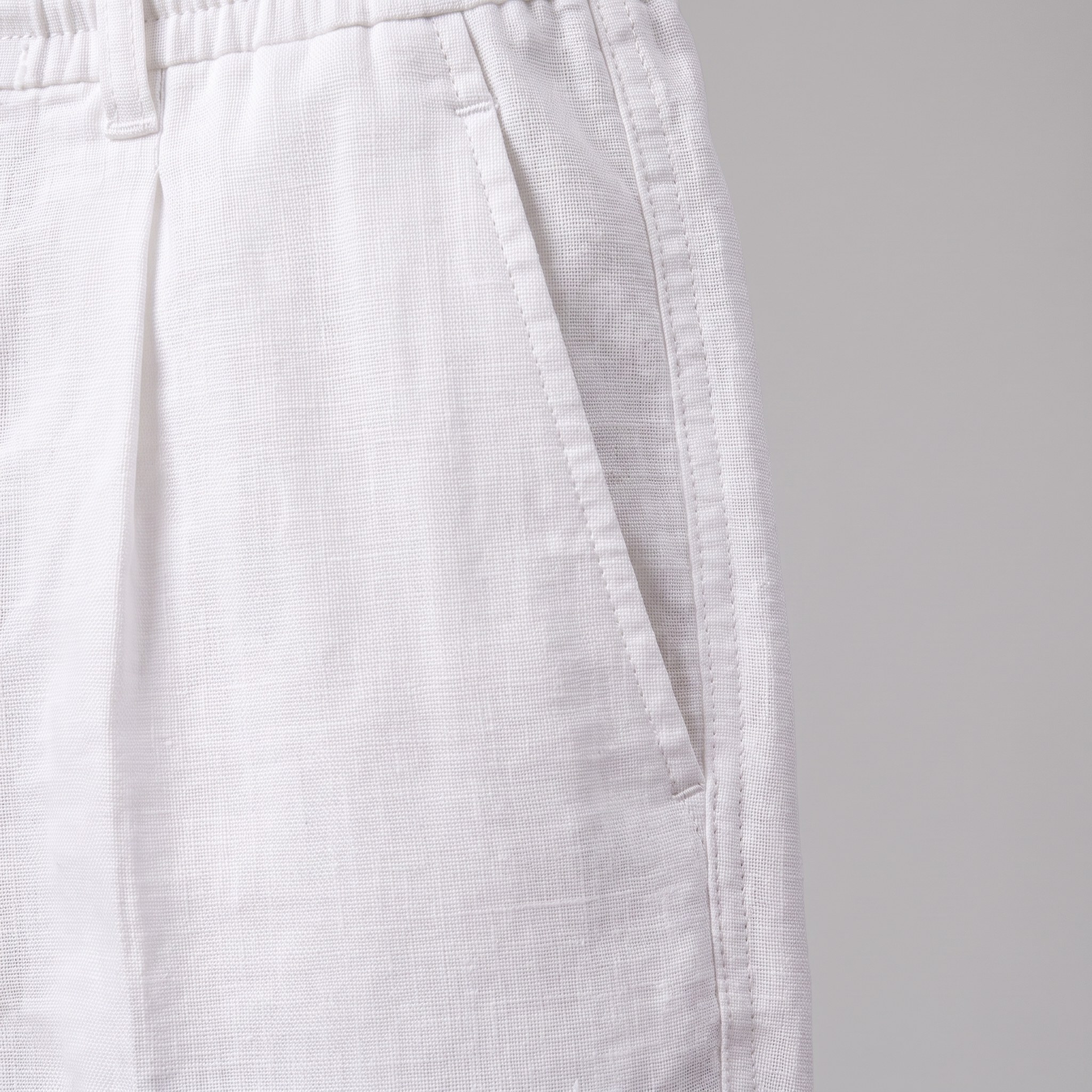 Linen Pleated Drawstring Trousers - Relaxed Fit