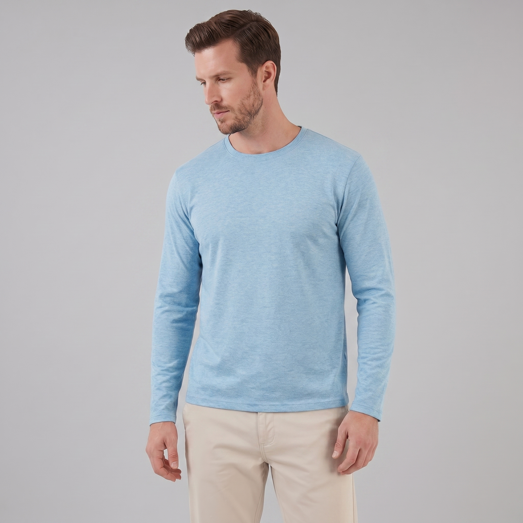 Crew Neck Fine Knit Long Sleeve Pullover - Classic Fit