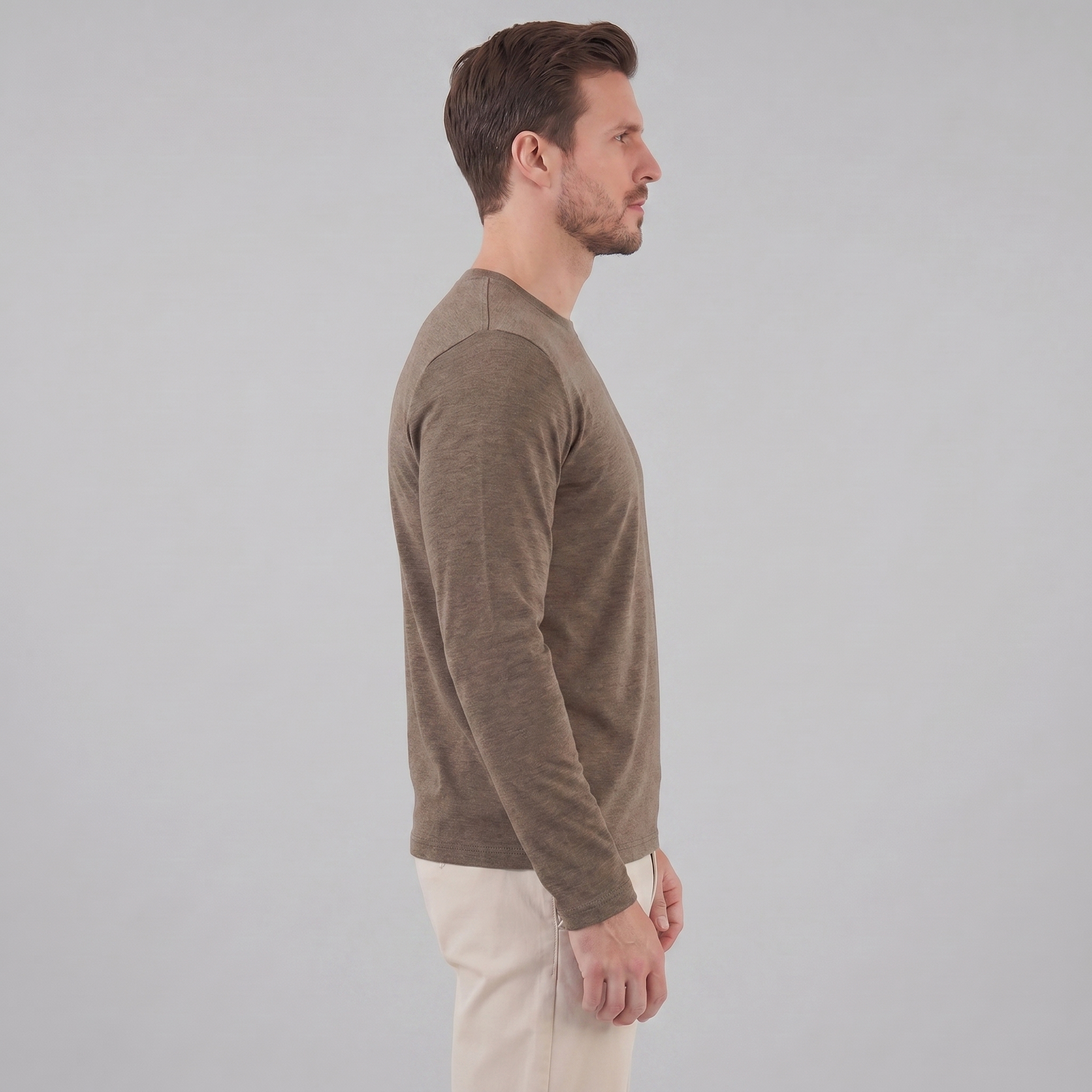 Crew Neck Fine Knit Long Sleeve Pullover - Classic Fit