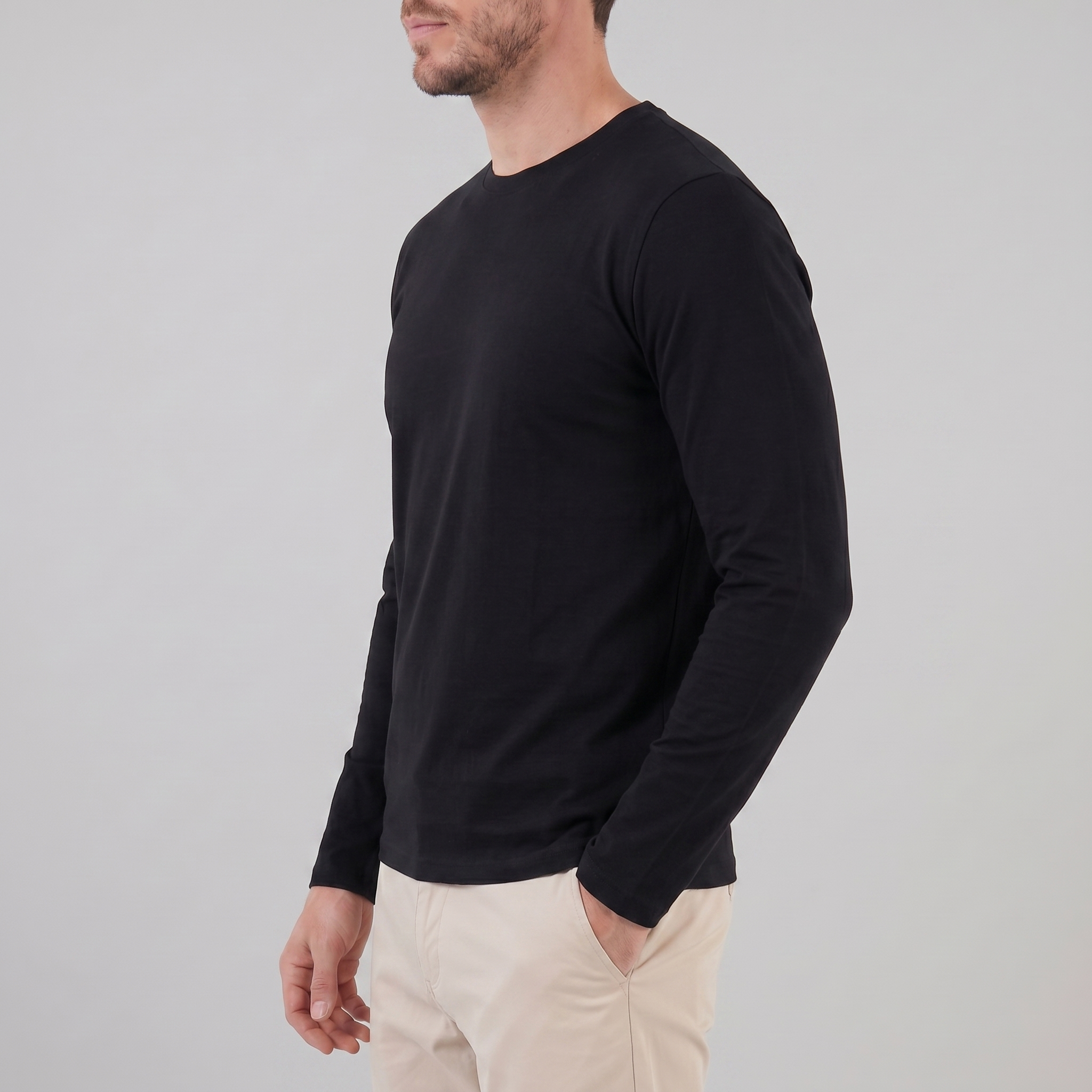 Crew Neck Fine Knit Long Sleeve Pullover - Classic Fit