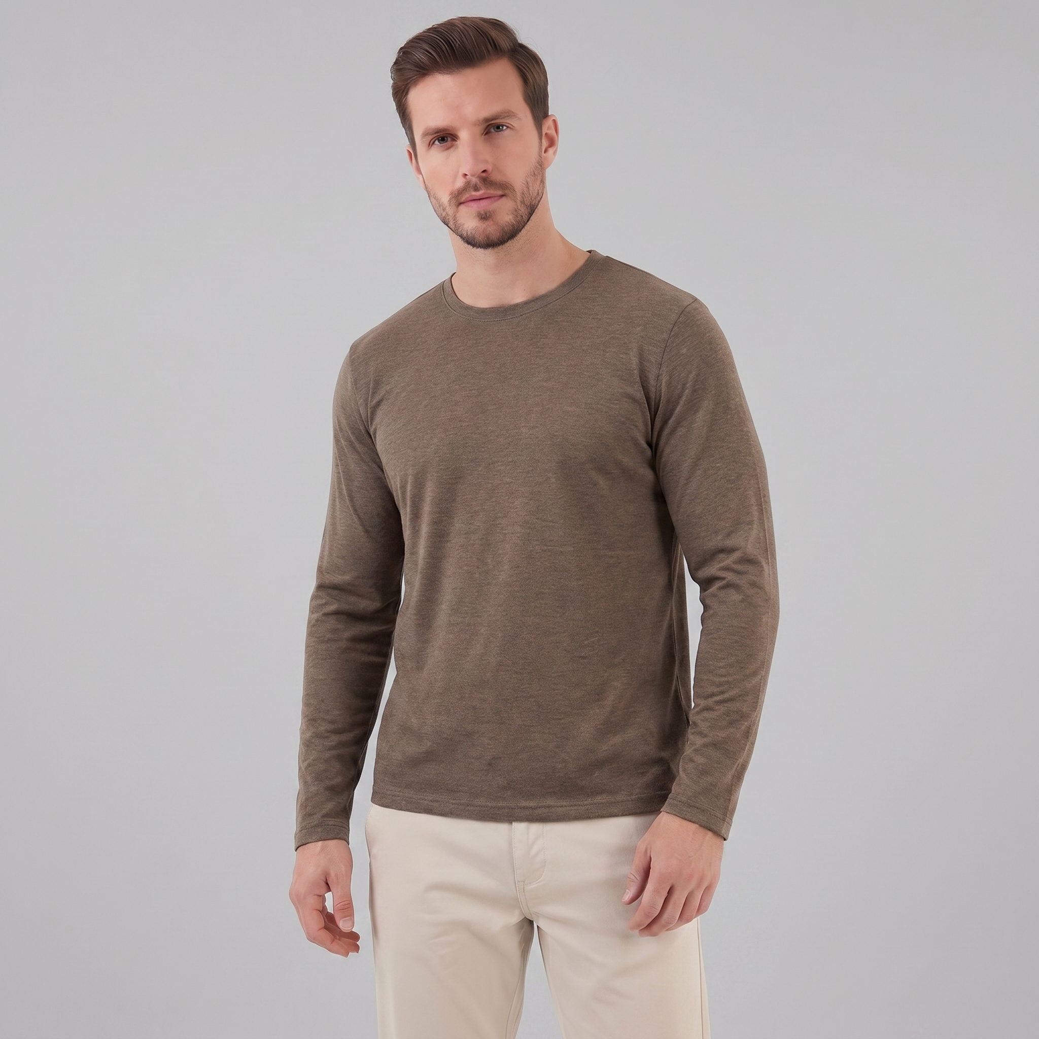 Crew Neck Fine Knit Long Sleeve Pullover - Classic Fit