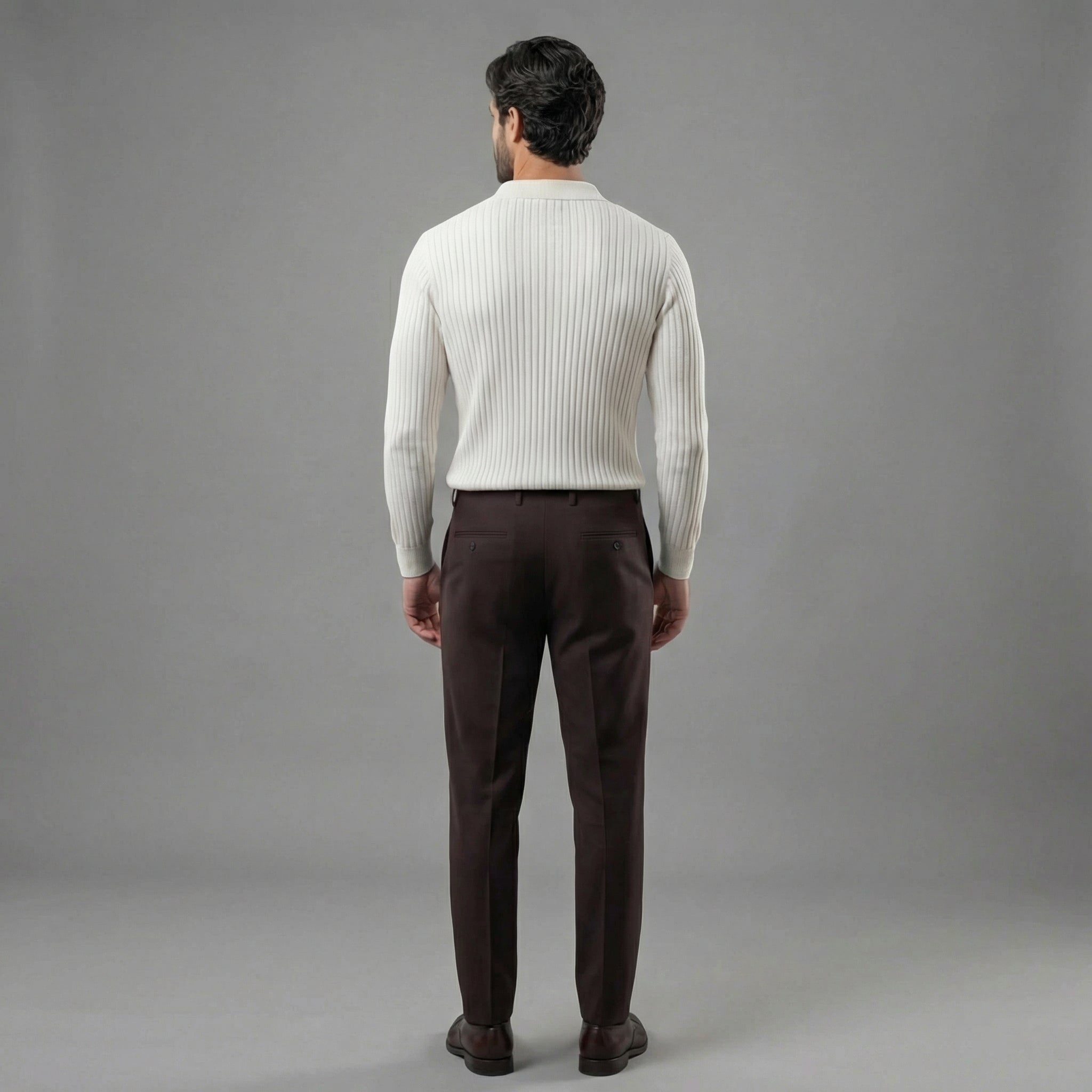Ribbed Knit Polo Collar Half-Zip Sweater - Slim Fit
