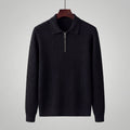Ribbed Knit Polo Collar Half-Zip Sweater - Slim Fit