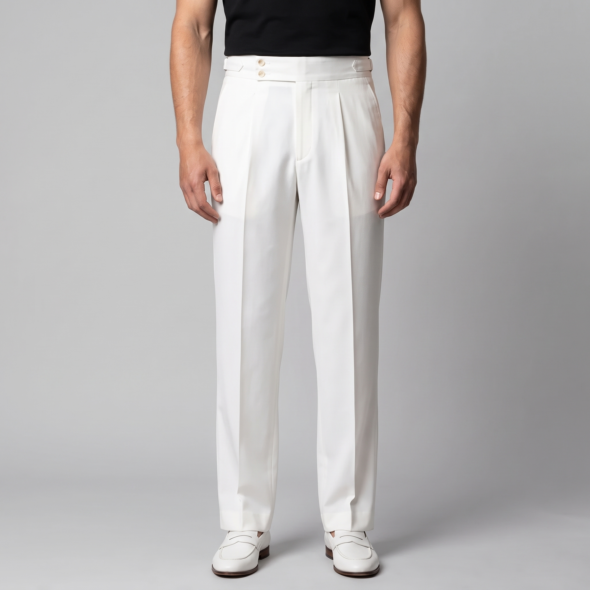 Pleated Trousers High Waist Double Button - Classic Fit