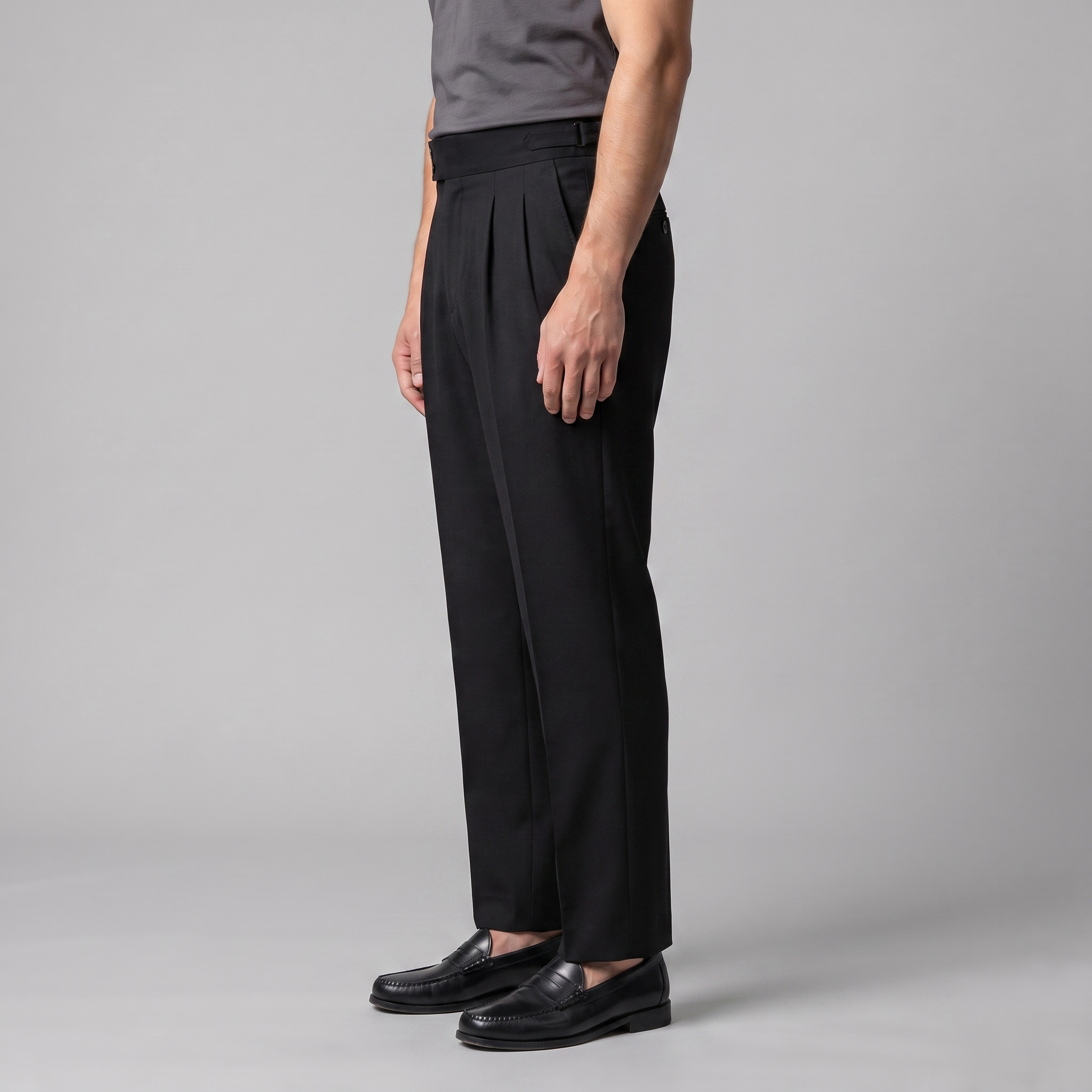 Pleated Trousers High Waist Double Button - Classic Fit