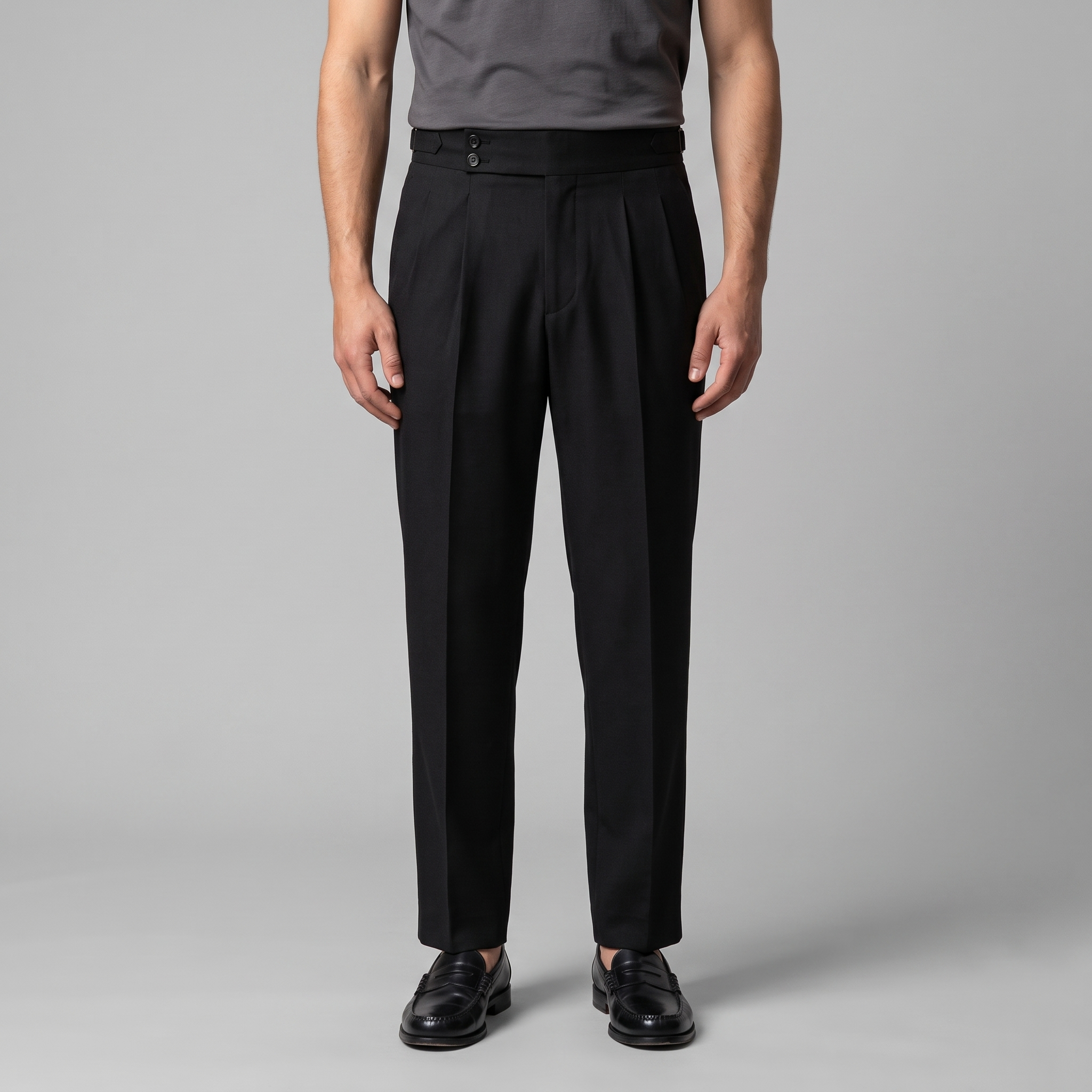 Pleated Trousers High Waist Double Button - Classic Fit