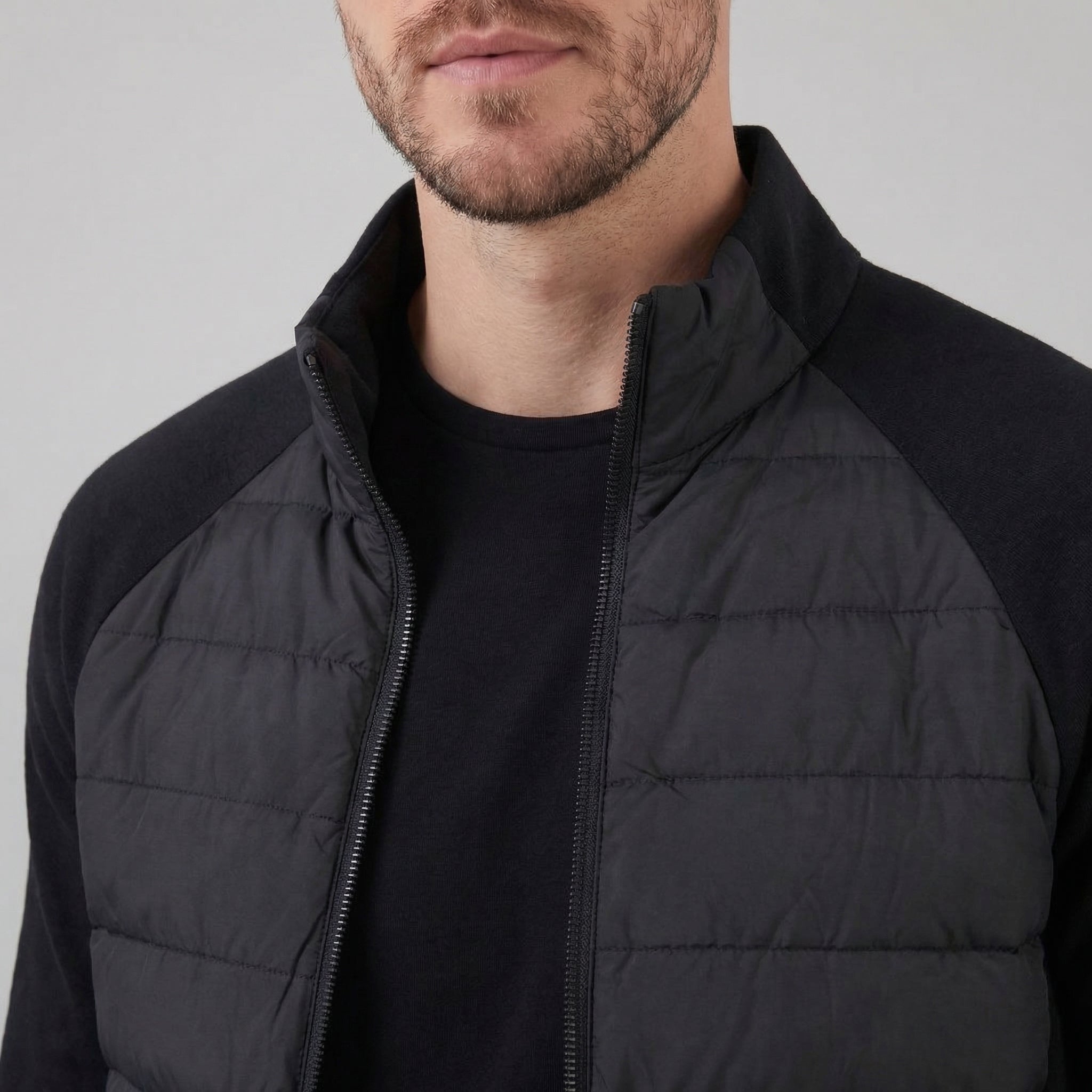 Hybrid Quilted Jacket Jersey Sleeves Full-Zip - Regular Fit