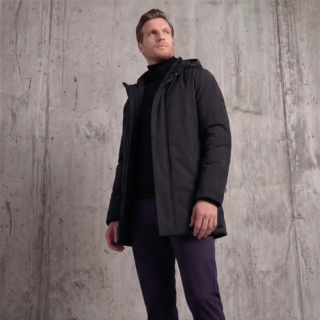 Longline Padded Hooded Coat Full-Zip Shell - Regular Fit