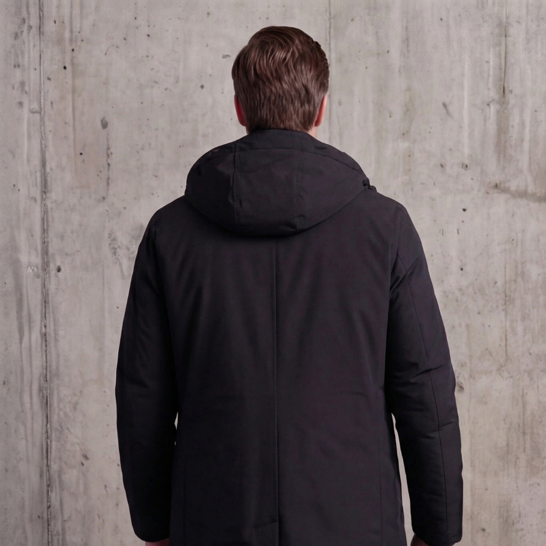 Longline Padded Hooded Coat Full-Zip Shell - Regular Fit