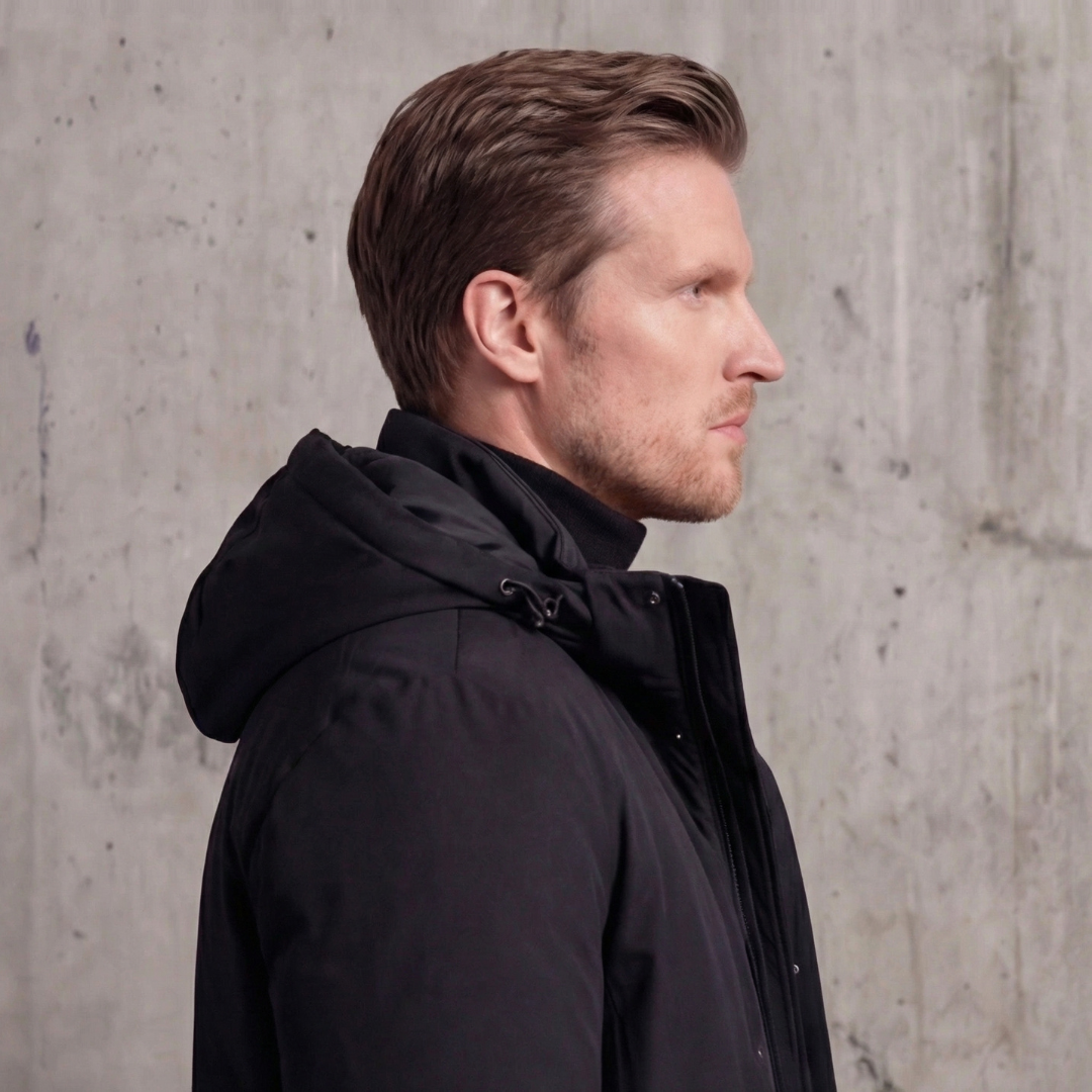 Longline Padded Hooded Coat Full-Zip Shell - Regular Fit