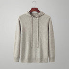 Fine Knit Hoodie Pullover Sweater Drawstring - Relaxed Fit