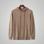 Fine Knit Hoodie Pullover Sweater Drawstring - Relaxed Fit