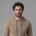 Fine Knit Hoodie Pullover Sweater Drawstring - Relaxed Fit