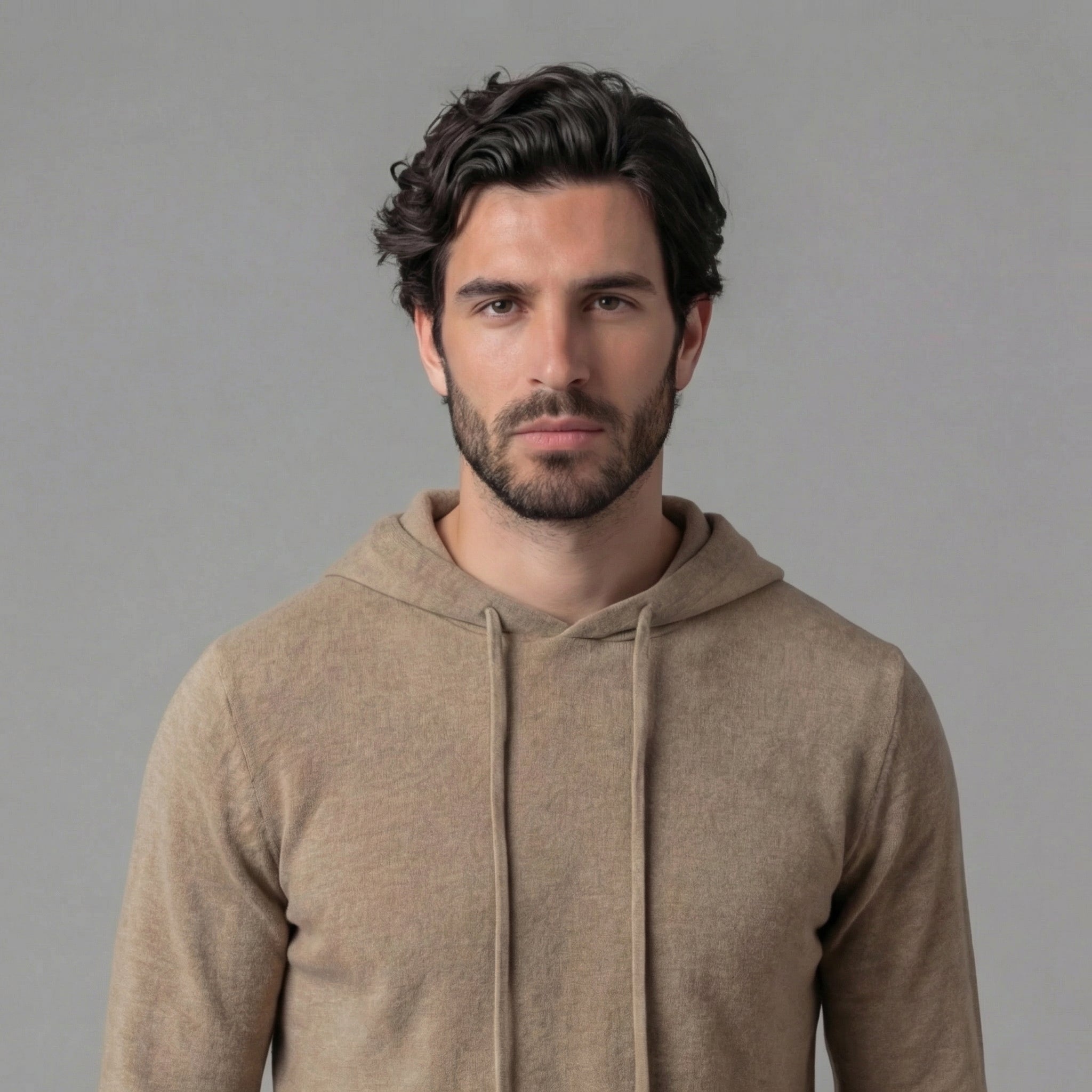 Fine Knit Hoodie Pullover Sweater Drawstring - Relaxed Fit
