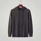 Fine Knit Hoodie Pullover Sweater Drawstring - Relaxed Fit