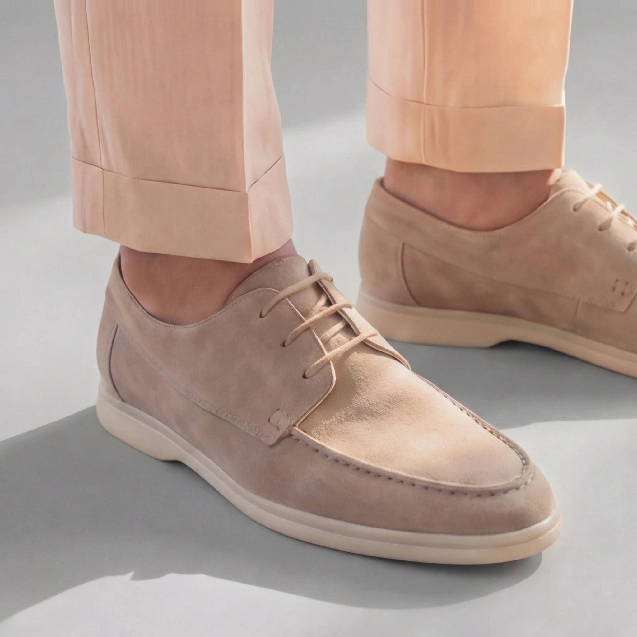 Suede Boat Shoes Moc Toe Lace-Up - Casual Wear