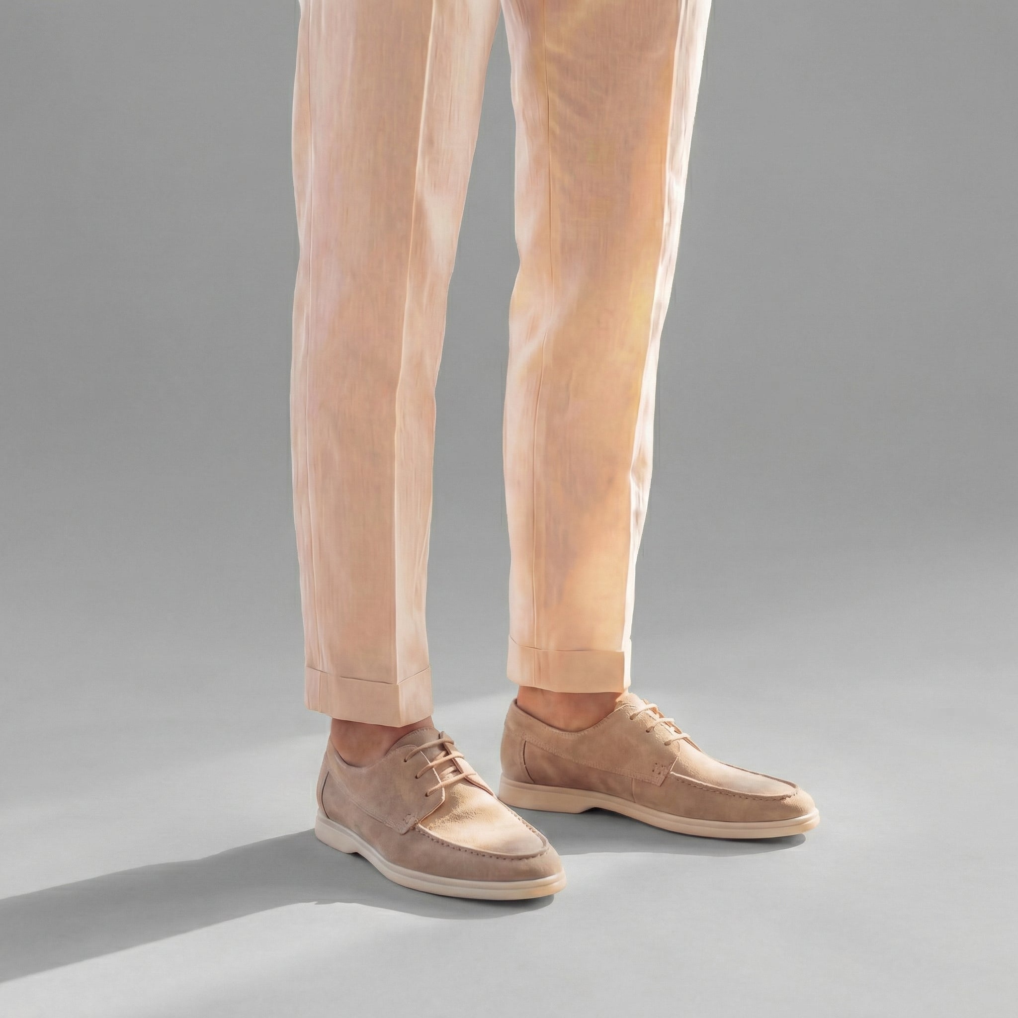 Suede Boat Shoes Moc Toe Lace-Up - Casual Wear