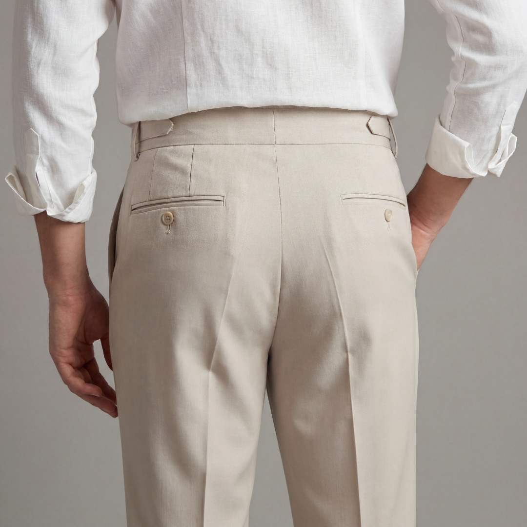 Double Pleat High Waist Tailored Trousers - Tapered Fit