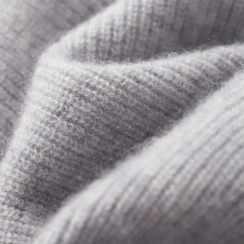 Wool Ribbed Knit Zip-Up Hoodie - Relaxed Fit