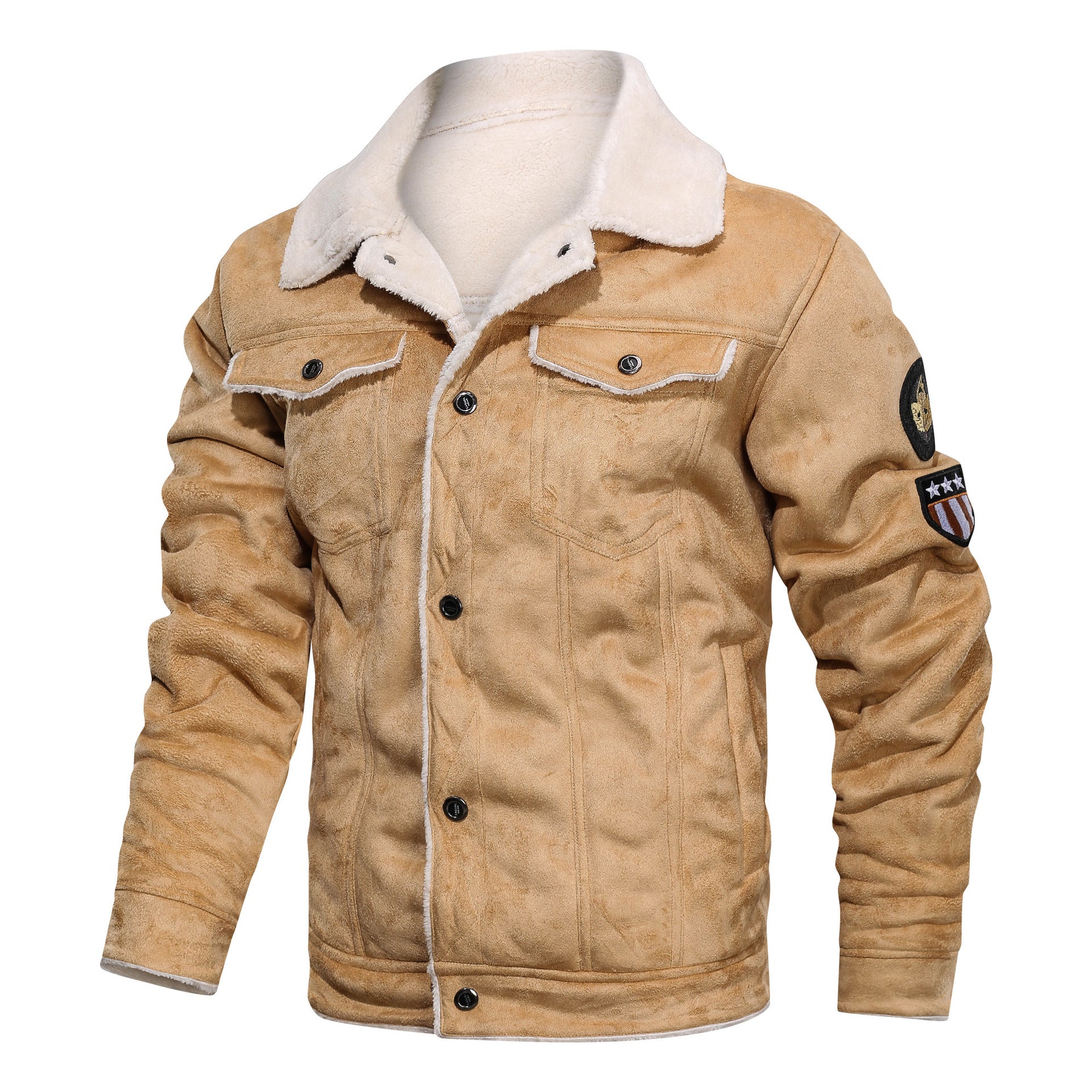 Men's Sherpa-Lined Suede Jacket – Warm Regular Fit