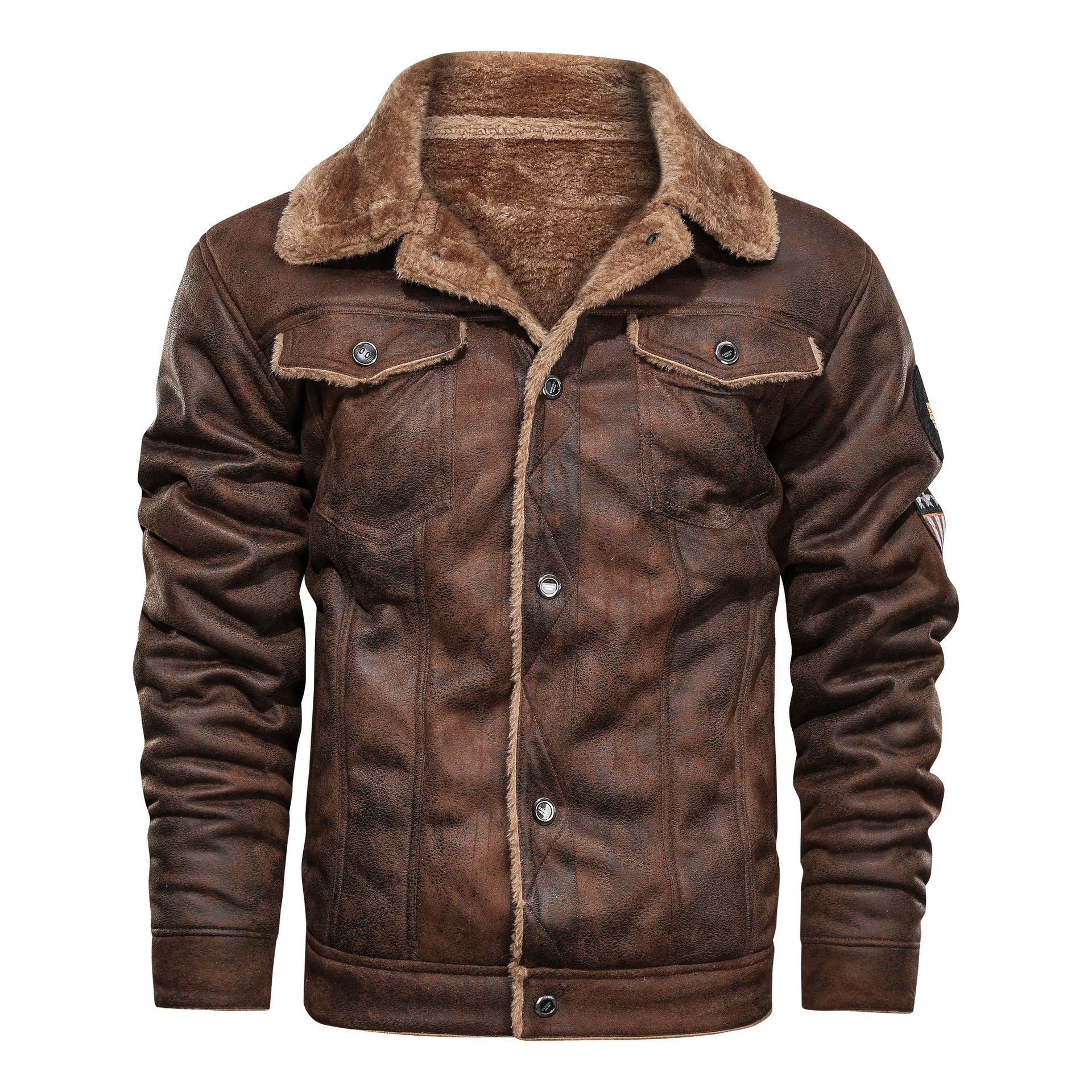 Men's Sherpa-Lined Suede Jacket – Warm Regular Fit
