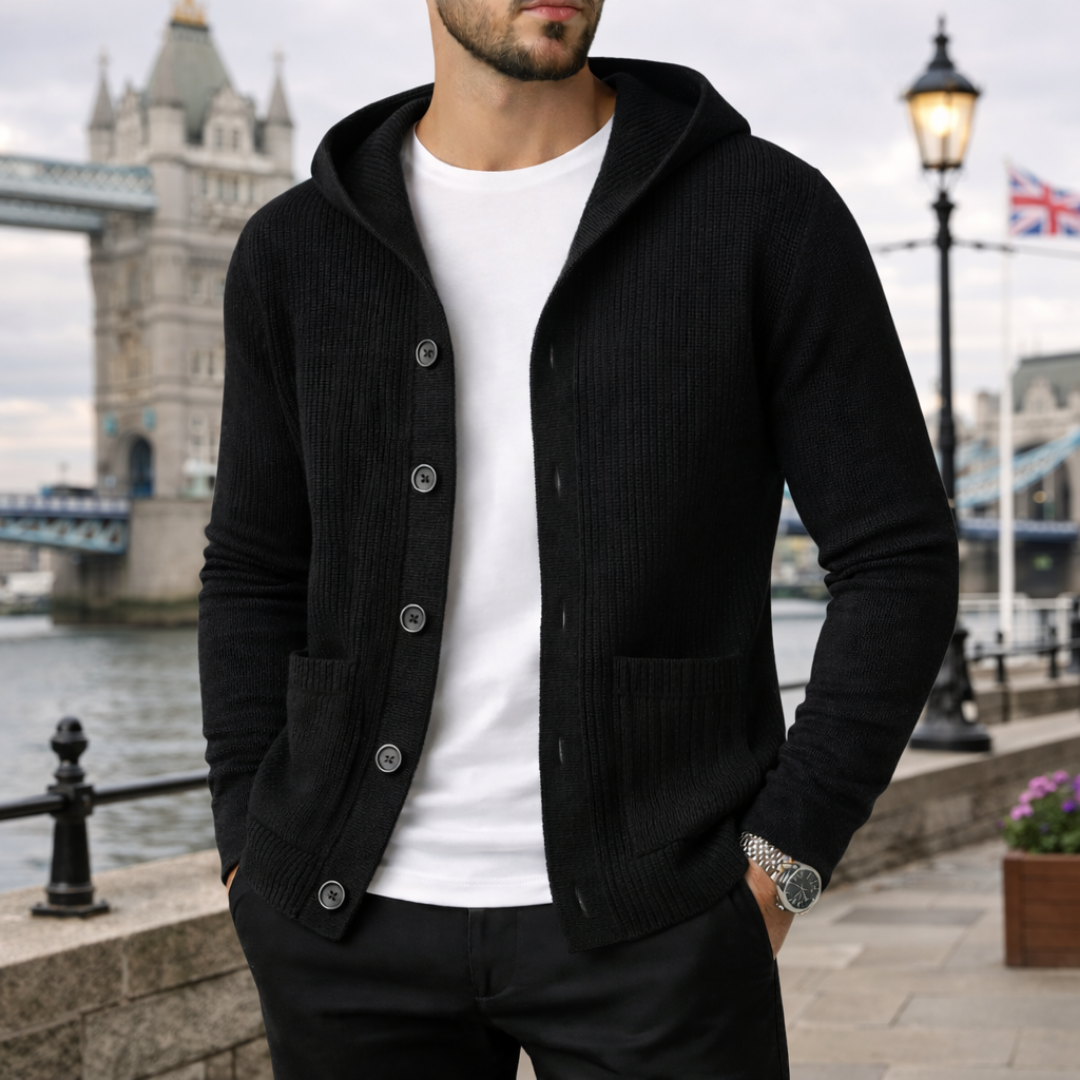 Men's Hooded Button Knit Cardigan – Casual Layer