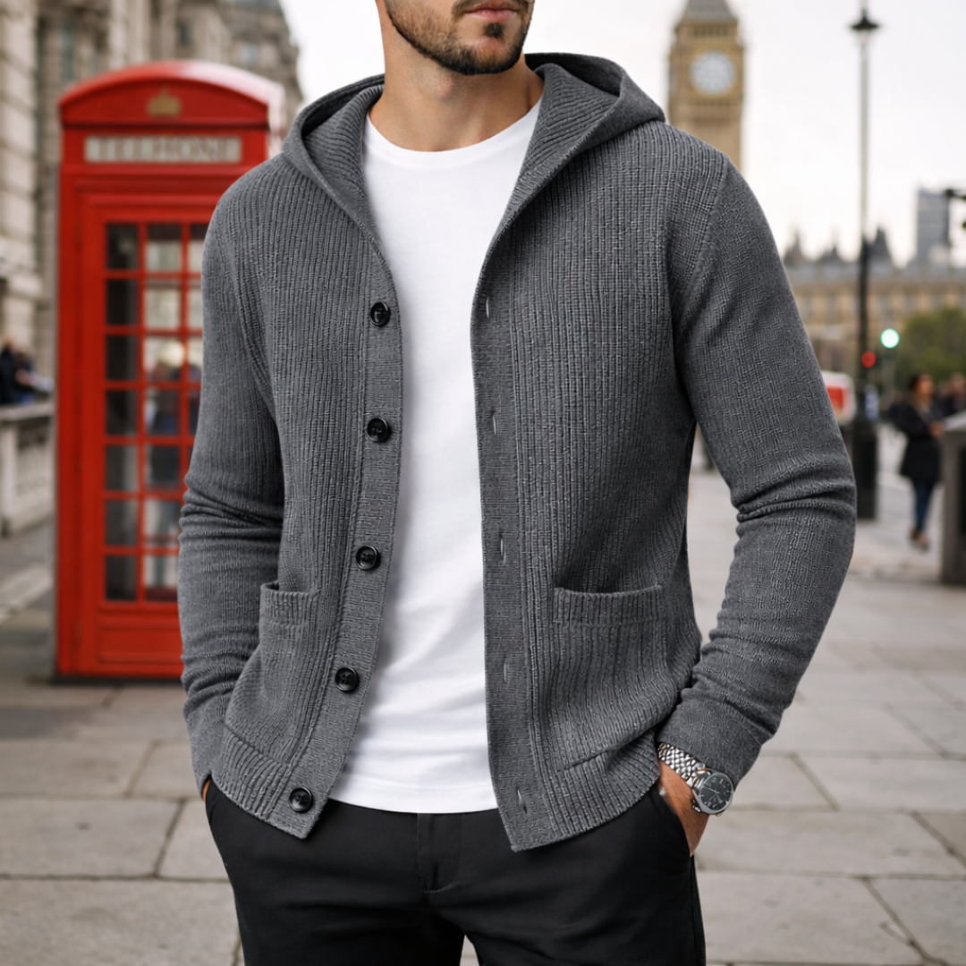 Men's Hooded Button Knit Cardigan – Casual Layer
