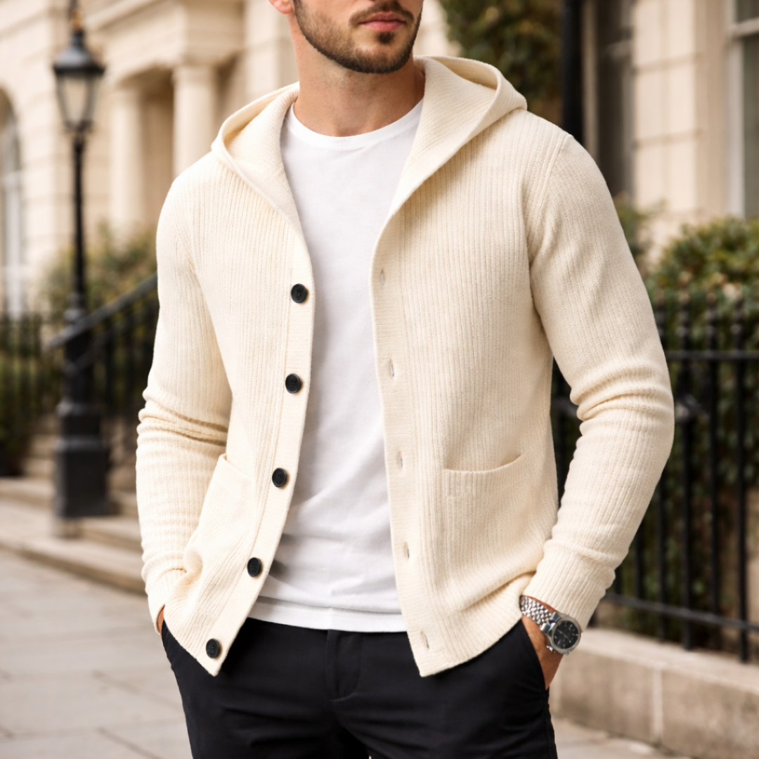 Men's Hooded Button Knit Cardigan – Casual Layer