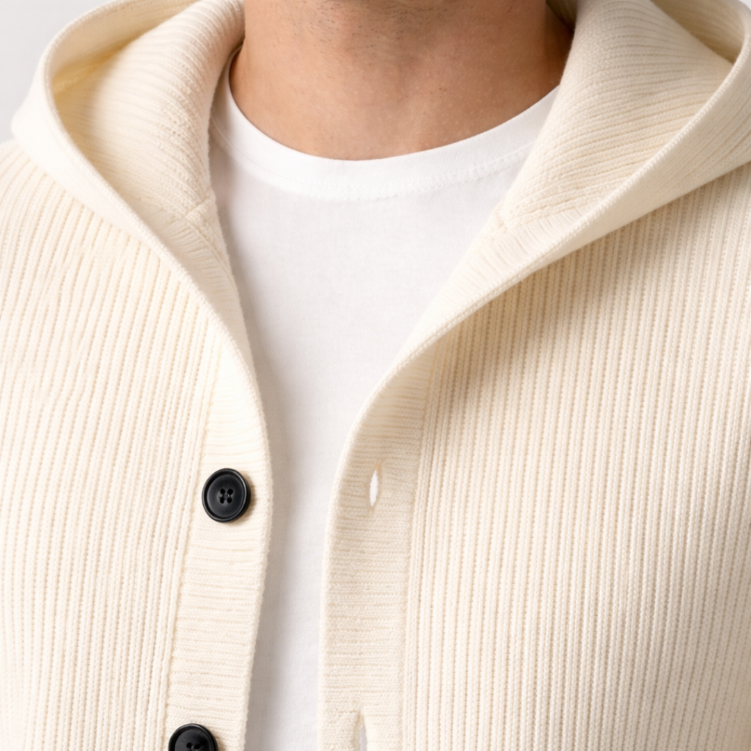 Men's Hooded Button Knit Cardigan – Casual Layer