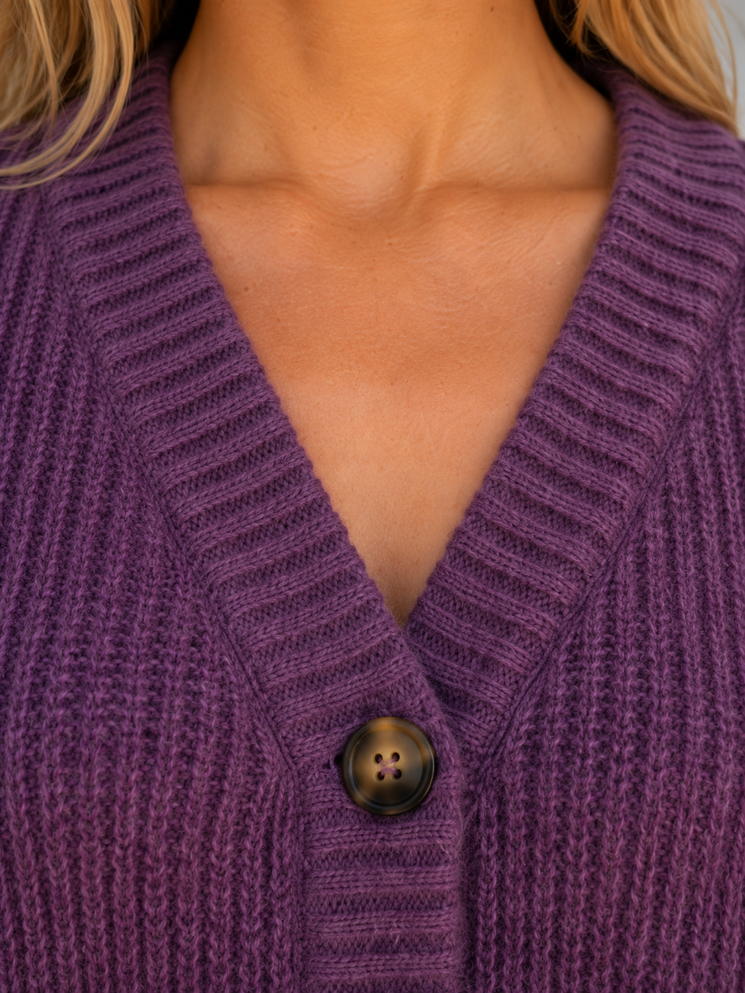 Women's Chunky V-Neck Knit Cardigan – Relaxed Fit
