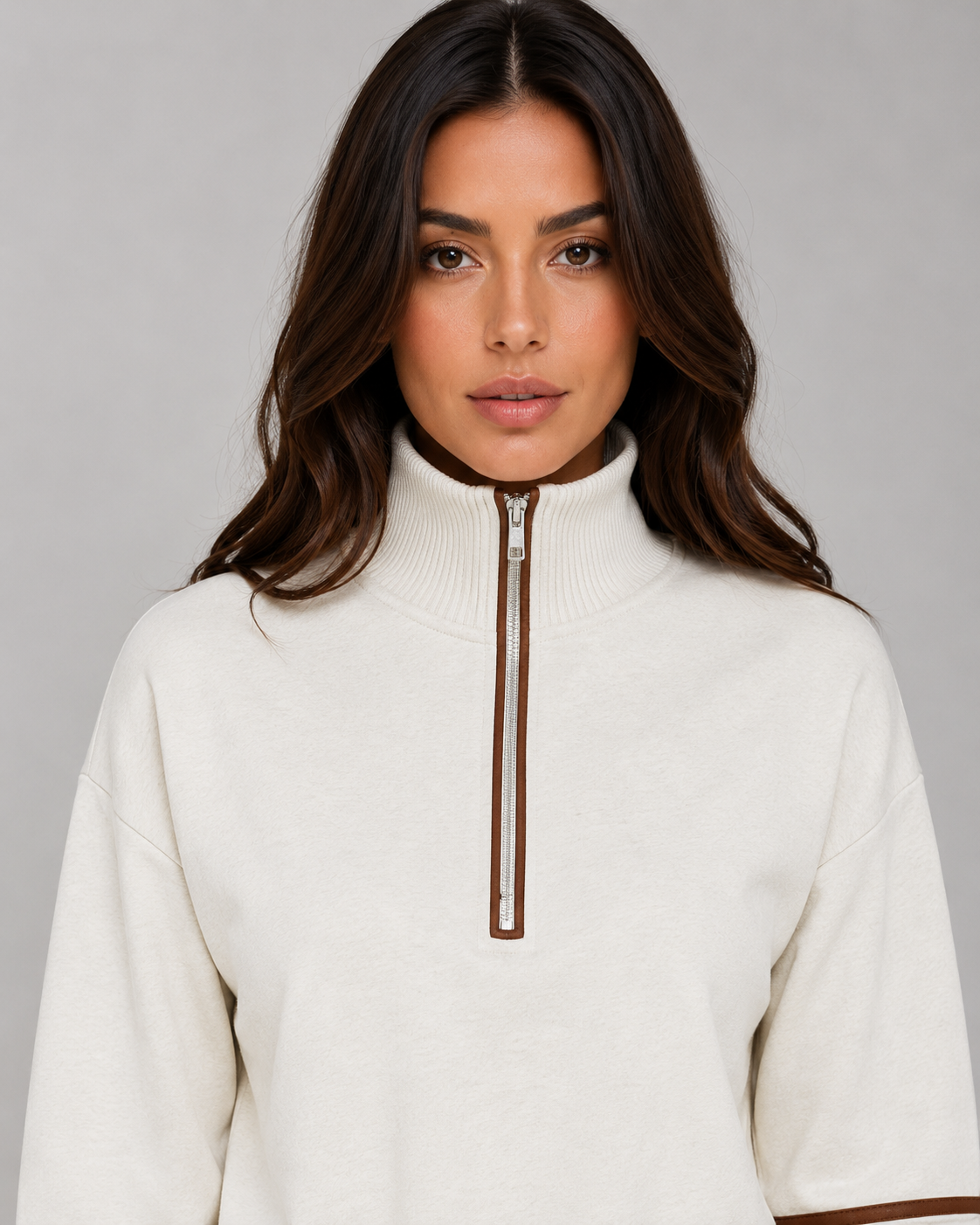 Women's Half-Zip Wide-Leg Lounge Set – Sporty Relaxed Fit