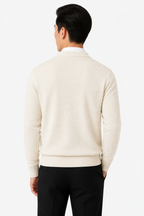Men's Knit Cardigan Button Front Collar Classic Fit - Apricot - back