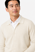 Men's Knit Cardigan Button Front Collar Classic Fit - Apricot - detail 1