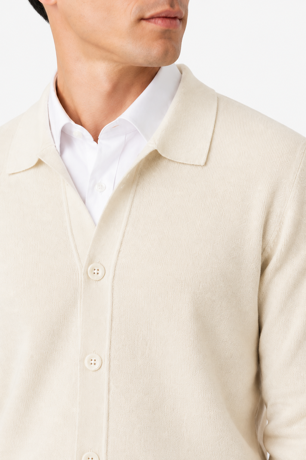 Men's Knit Cardigan Button Front Collar Classic Fit - Apricot - detail 2