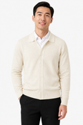 Men's Knit Cardigan Button Front Collar Classic Fit - Apricot - front