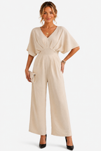 Lunévia – Elegant batwing silhouette – Jumpsuit - Apricot - front