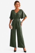 Lunévia – Elegant batwing silhouette – Jumpsuit - Army green - front