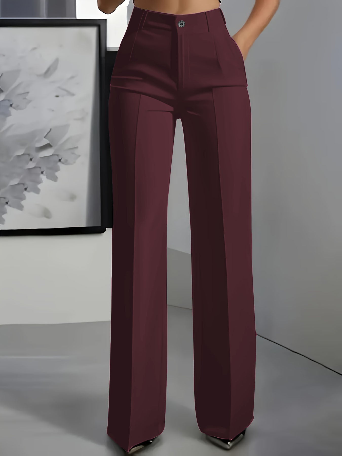 High Waist Wide-Leg Tailored Trousers - Classic Fit