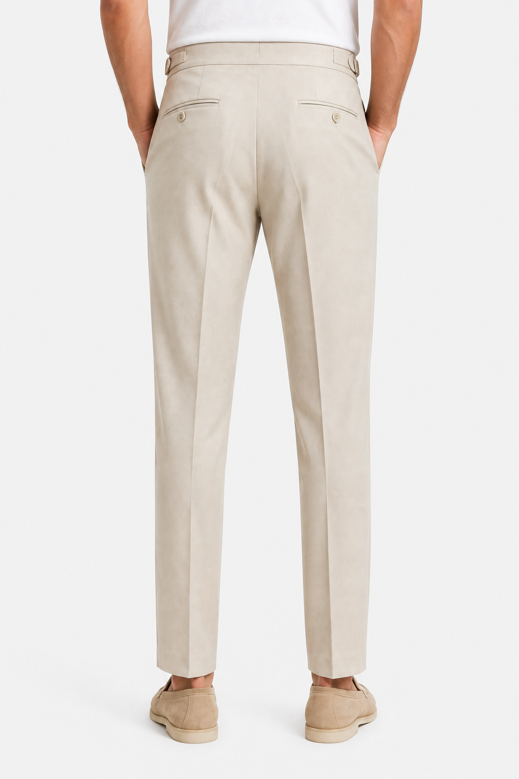 Men's Pleated Trousers - BEIGE - back