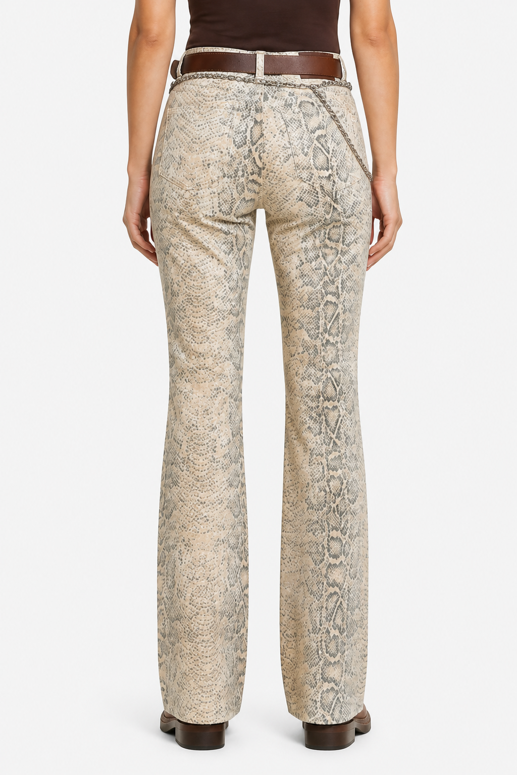 Seraphielle – Snake print elegance – Palazzo jeans - Beige - back