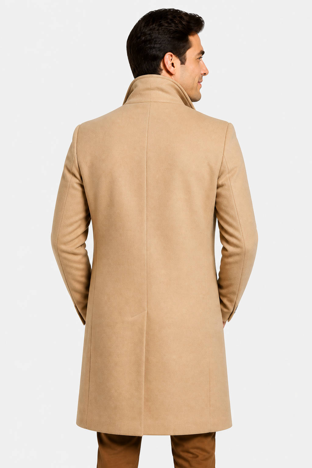 Harrington Oxford | Men's Tailored Overcoat – Classic Long Winter Coat for Smart or Casual Wear - Beige - back