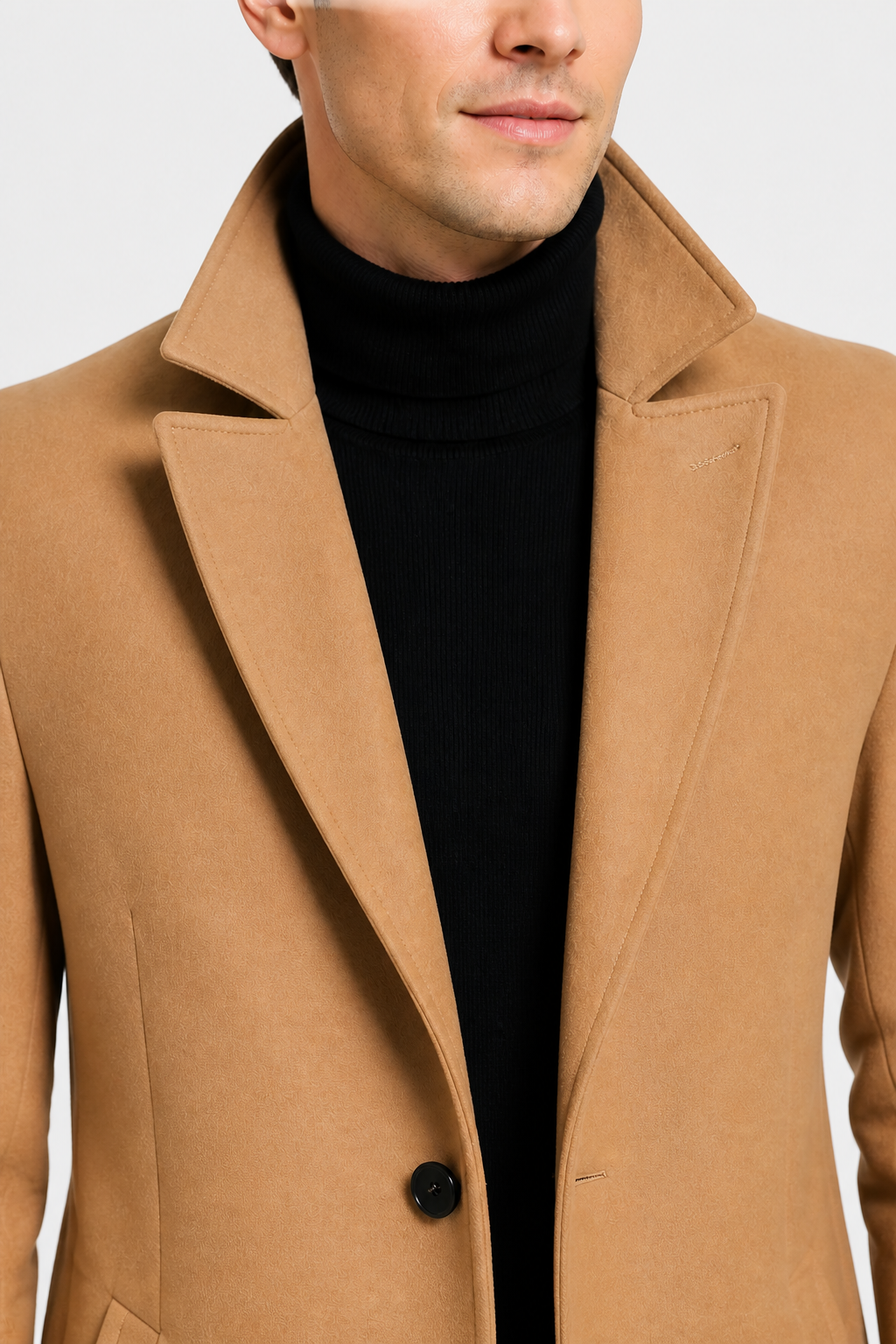 Harrington Oxford | Men's Tailored Overcoat – Classic Long Winter Coat for Smart or Casual Wear - Beige - detail