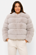 Beige Premium Faux Fur Jacket - Beige - front