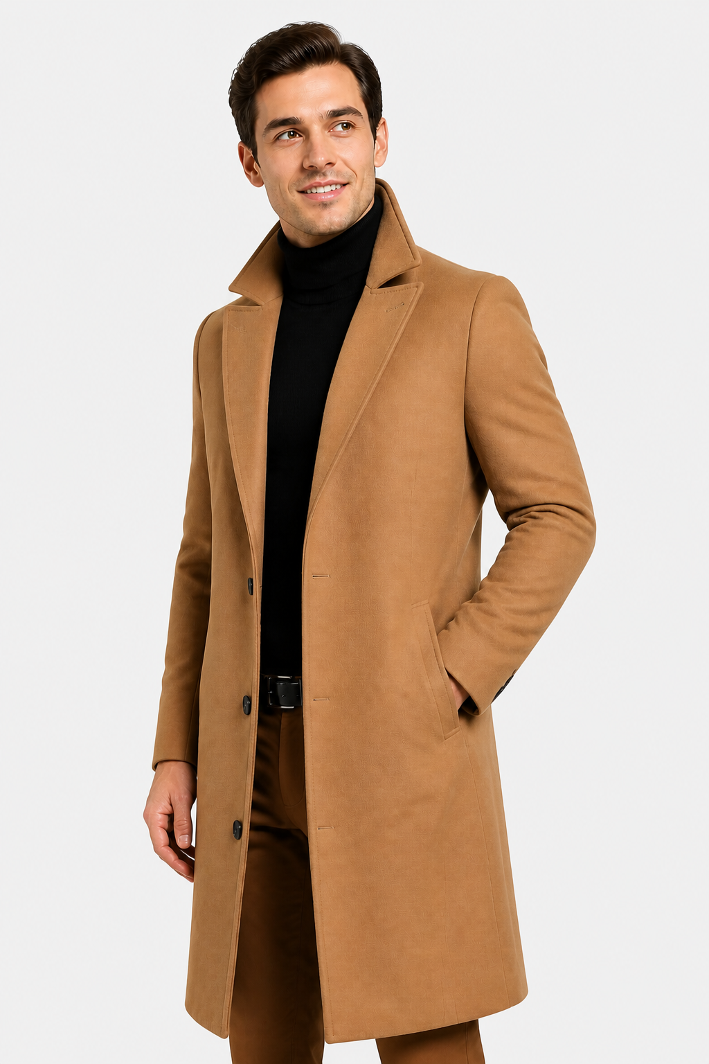 Harrington Oxford | Men's Tailored Overcoat – Classic Long Winter Coat for Smart or Casual Wear - Beige - side