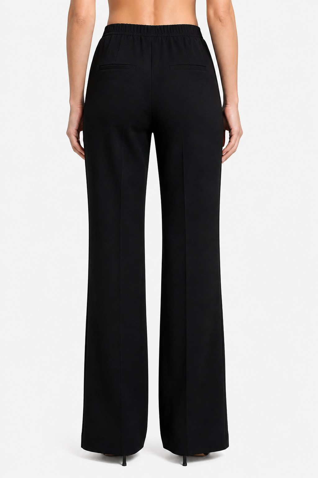 Velizza – Streamlined silhouette – High-waist wide-leg trousers - Black - back