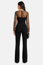 Noirelle – Sheer mesh elegant silhouette – Jumpsuit - Black - back