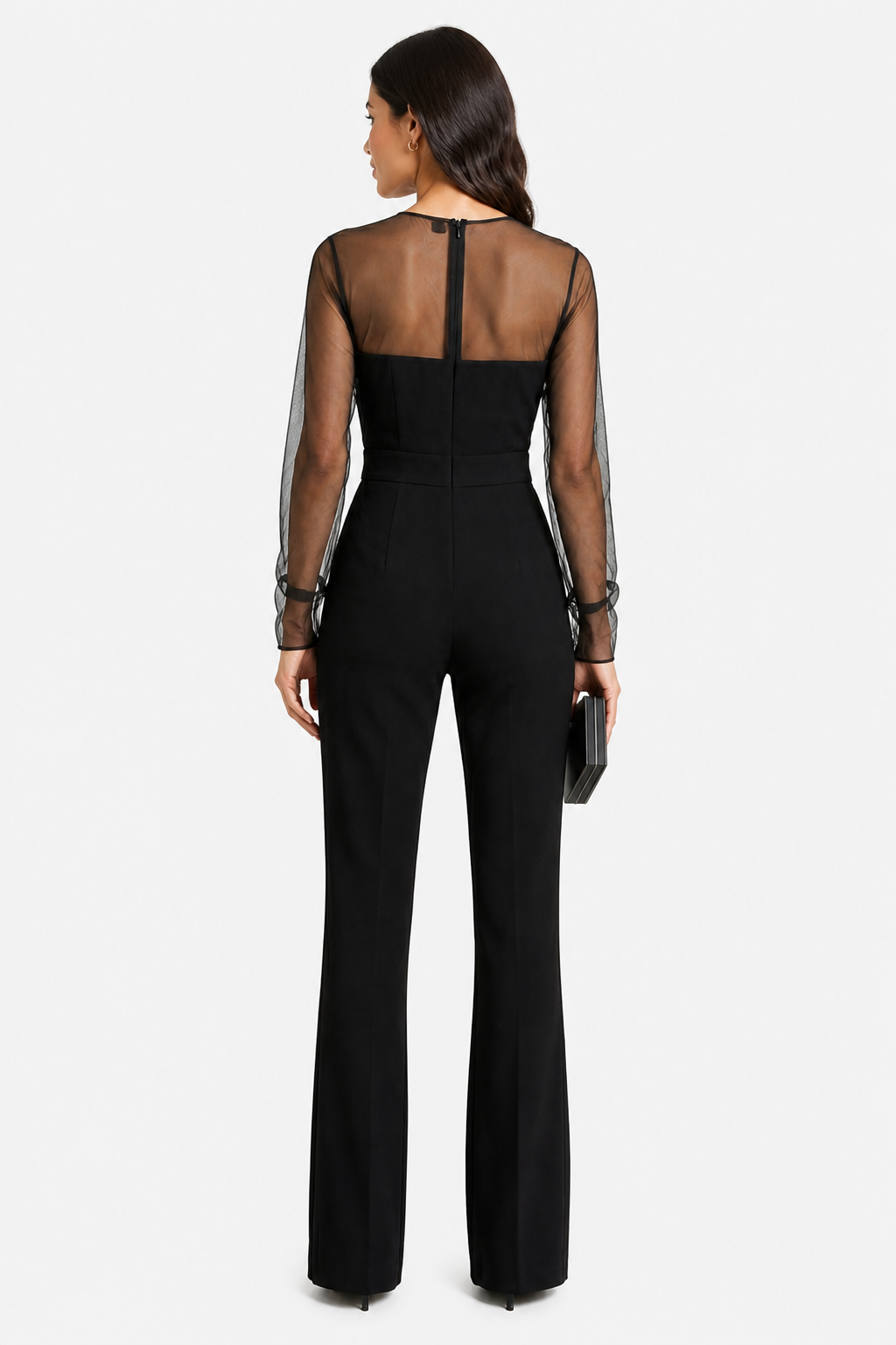 Noirelle – Sheer mesh elegant silhouette – Jumpsuit - Black - back